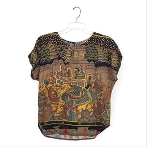 ESSAY by Sharon Anthony Vintage Beaded Print Top Size 10